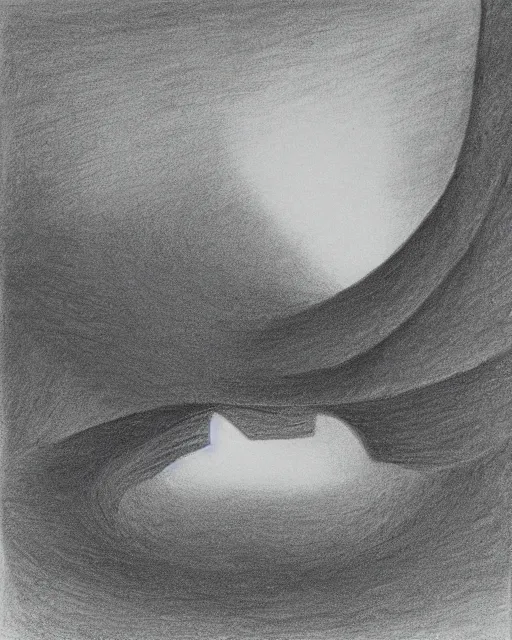 Prompt: a pencil drawing of an abyss 1970s