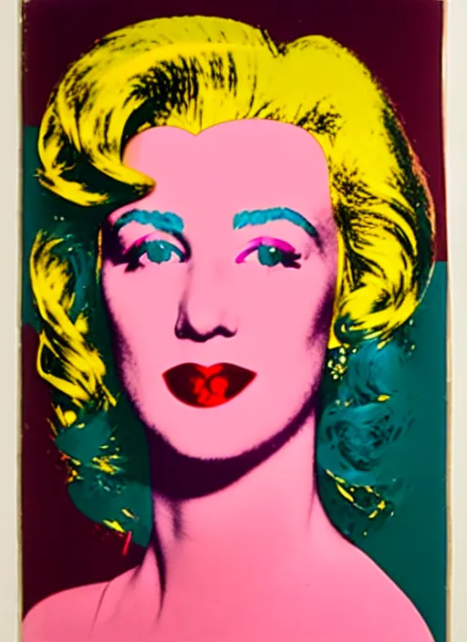 Image similar to a portrait of a pretty young lady by andy warhol