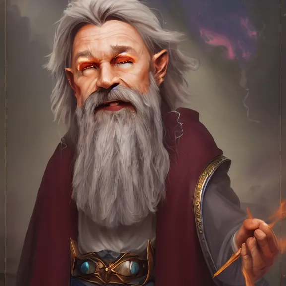 Prompt: fantasy portrait of a procrastinating wizard!!, brave!, mage channeler, male, wizard robes, in the style of ryan jia, highly detailed. 8 k