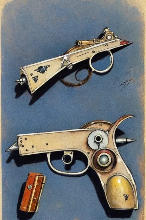 Image similar to ( ( ( ( ( 1 9 5 0 s retro raygun pistol. muted colors. ) ) ) ) ) by jean - baptiste monge!!!!!!!!!!!!!!!!!!!!!!!!!!!!!!