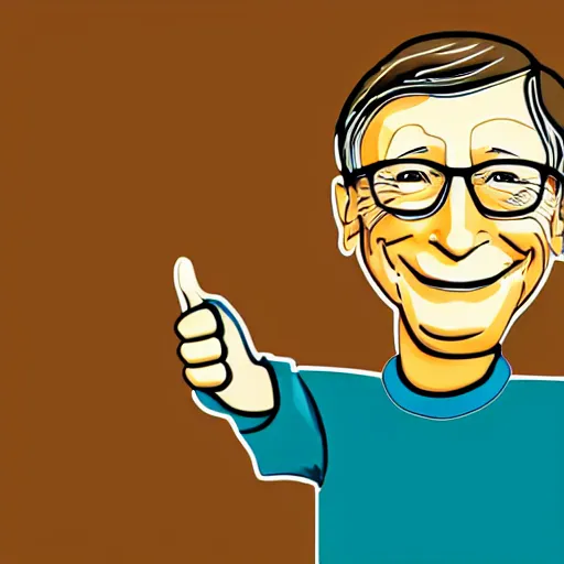 Image similar to sticker illustration of bill gates with thumbs up