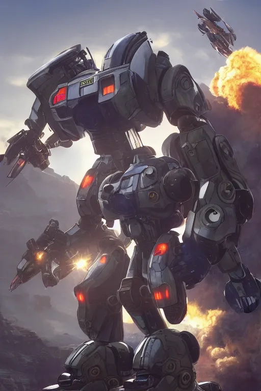 Image similar to mechwarrior 5 : mercenaries mech megaman transformer robot boss tank engine game octane render, 4 k, hd 2 0 2 2 3 d cgi rtx hdr style chrome reflexion glow fanart, global illumination ray tracing hdr fanart arstation by ian pesty by jesper ejsing pixar and disney unreal zbrush central hardmesh