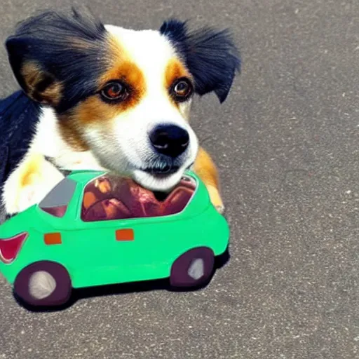 Image similar to dog is driving