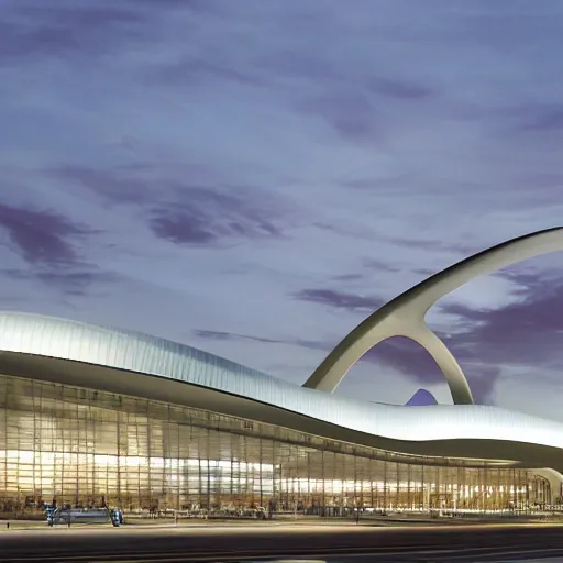 Prompt: dallas forth worth international airport designed by Zaha Hadid