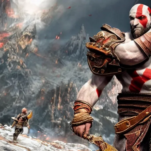 Image similar to cute and marketable god of war mascot