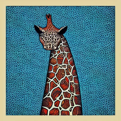 Image similar to “giraffe, dotart, album art in the style of James Jean”