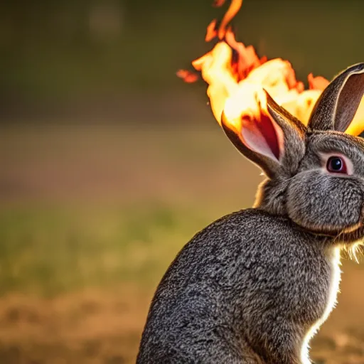 Prompt: a rabbit breathing fire, canon 7 d, 4 k photograph