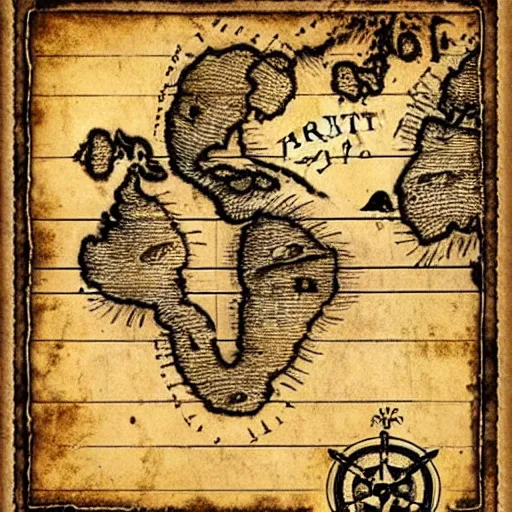 Image similar to ancient pirate treasure map printed on parchment