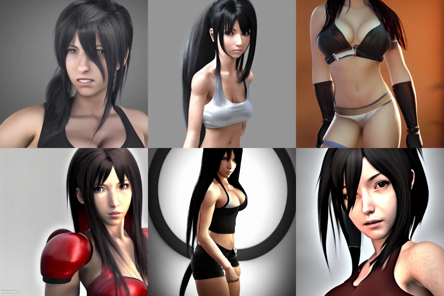 Prompt: 3d render of tifa lockhart, photorealistic, hyperrealistic