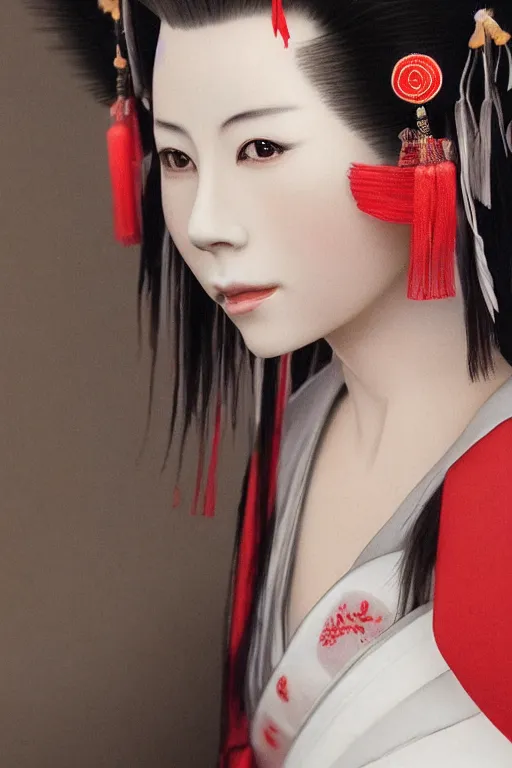 Image similar to Photo of Native Japan woman Kate Beckinsale, portrait, skilled geisha of the Japanese, realistic, detailed, Kate Beckinsale, photorealistick, Sony A7R