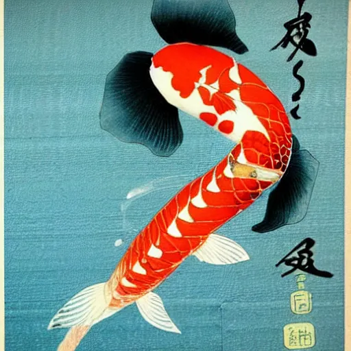 Image similar to japanese woman koi fish japanese art