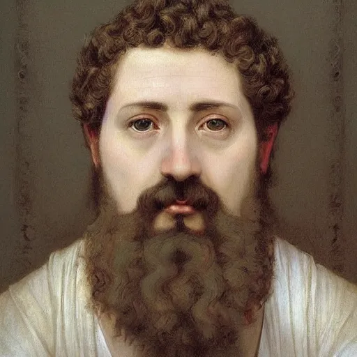 Prompt: bouguereau style portrait of marcus aurelius, detailed painting, full head shot