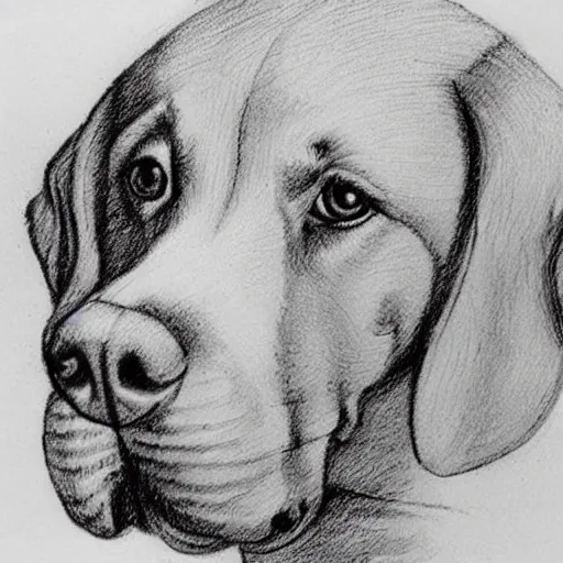 Image similar to sketch of dog, leonardo da vinci style, ideal.