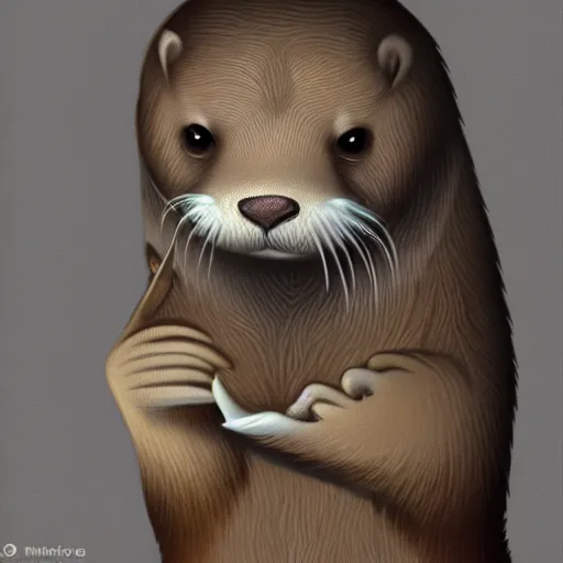 Image similar to an otter with antennas that is cute and professionally - drawn, furry fandom, furaffinity, digital painting, digital art, detailed, high - resolution