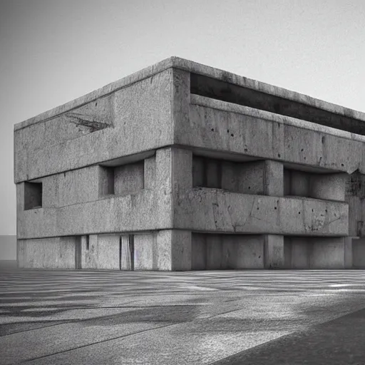 Image similar to scifi brutalist industrial complex, photorealistic