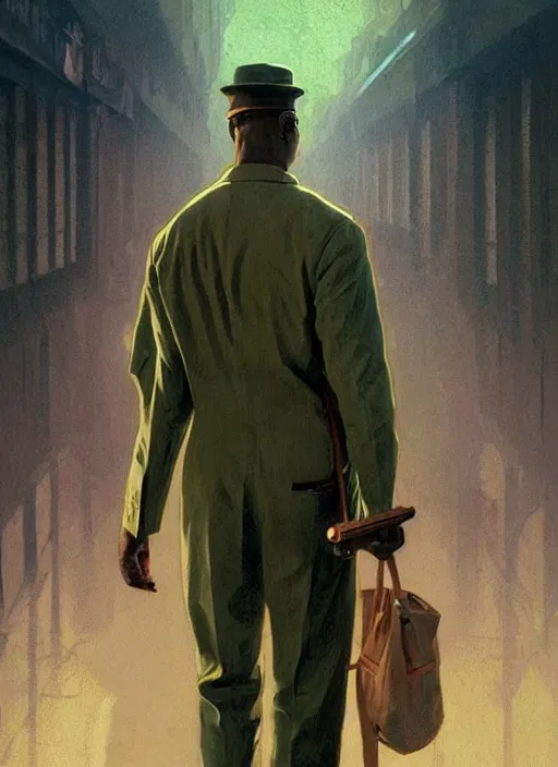 Image similar to george floyd in the green mile, highly detailed, digital painting, artstation, concept art, matte, sharp focus, illustration, true anatomy, art by artgerm and greg rutkowski and alphonse mucha
