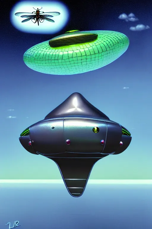 Prompt: a hyperrealistic vray rendering of a dragonfly metallic ufo aircraft vehicle technology, cinematic horror by chris cunningham, lisa frank, richard corben, highly detailed, vivid color,