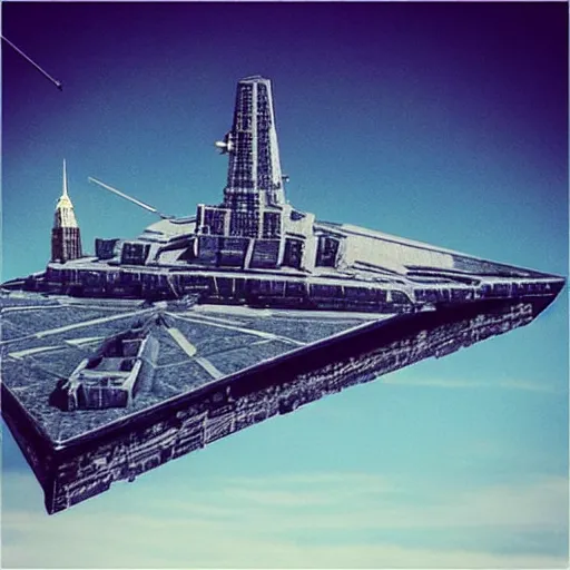 Image similar to “a Star Destroyer over New York City. Photorealistic.”