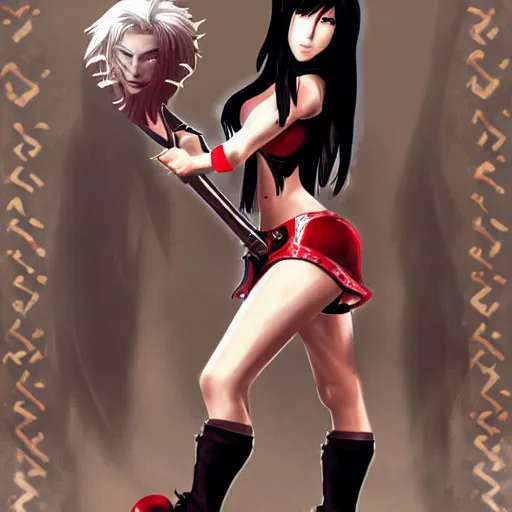 Image similar to fantasy art of tifa lionheart in style of fabio danielato