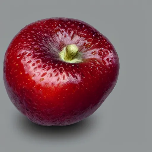 Image similar to centered hyper-realistic single piece of fruit, gray background