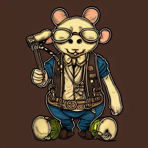 Prompt: a rat with steampunk googles, by dan Mumford
