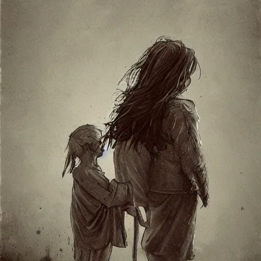 Prompt: Angel protecting child by Boris Groh, very detailed, deviantart, artstation