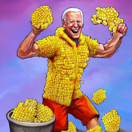 Prompt: joe biden fights corn pop, artstation, award - winning, art contest,