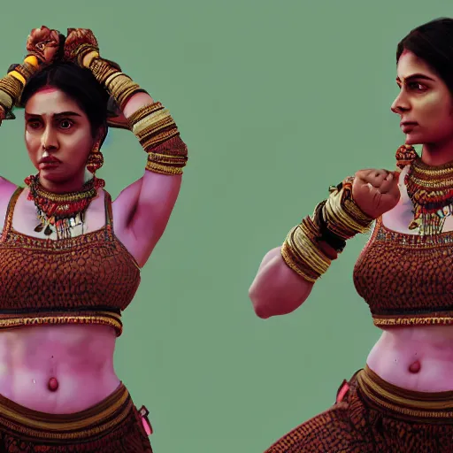 Prompt: indian woman doing squats, ultra realistic, concept art, intricate details, highly detailed, photorealistic, octane render, 8 k, unreal engine