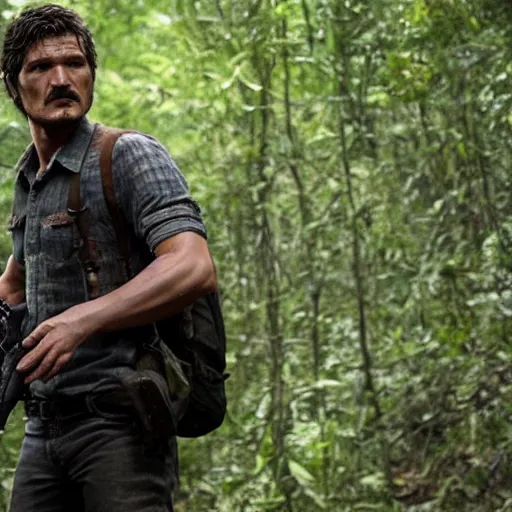 Prompt: Pedro Pascal as Joel,still from The Last Of Us TV show