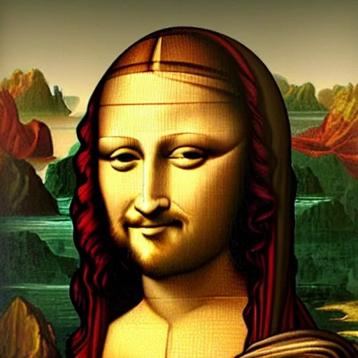 Image similar to jesus, monalisa, transformation, smile