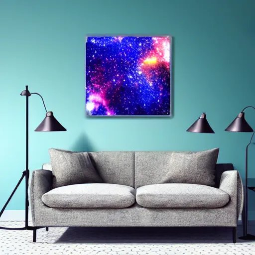 Image similar to a galaxy inside a resin cube, realistic digital art