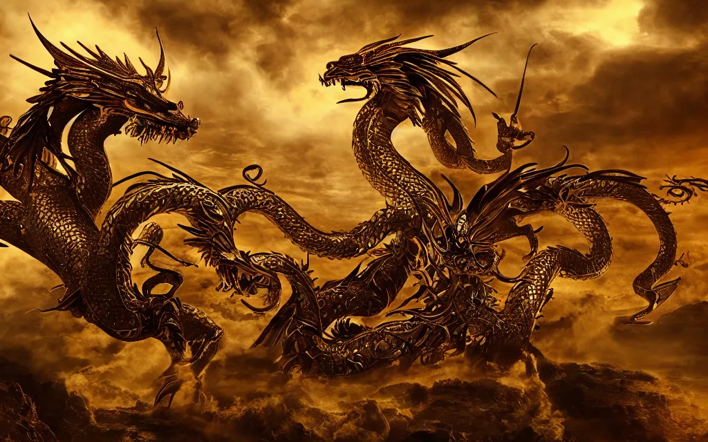 Prompt: golden dragon, epic, legendary, cinematic composition, stunning atmosphere