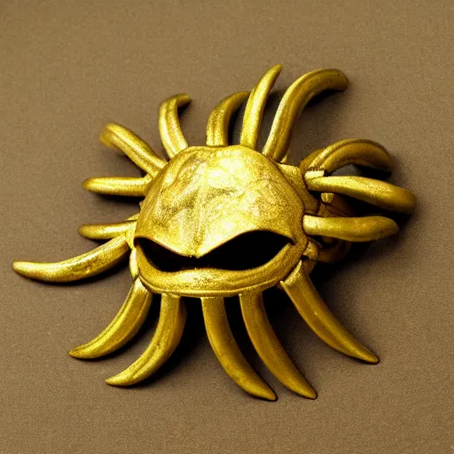 Image similar to magic golden mask designed based off a crab