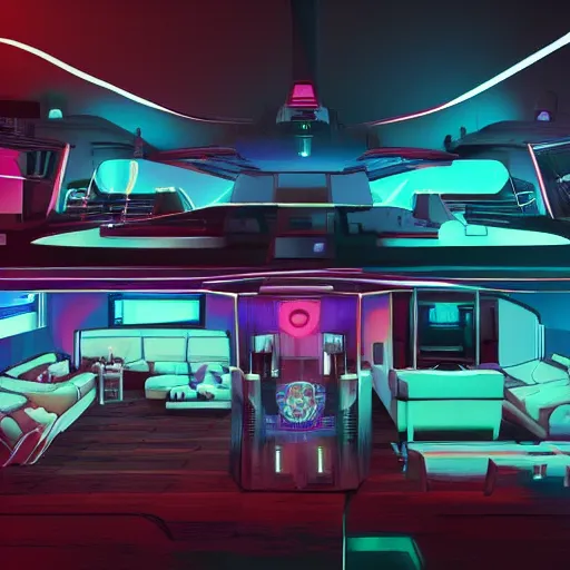 Image similar to cyberpunk yacht club