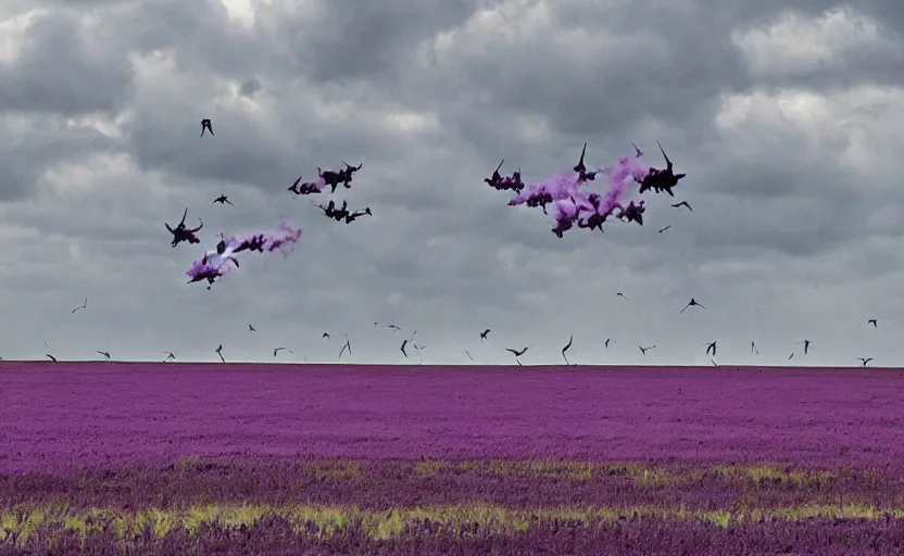Image similar to Purple Tornadoes lifting cows