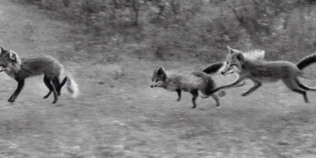 Image similar to anthropomorphic fox being chased, 1 9 3 0 s film still, ladislas starevich