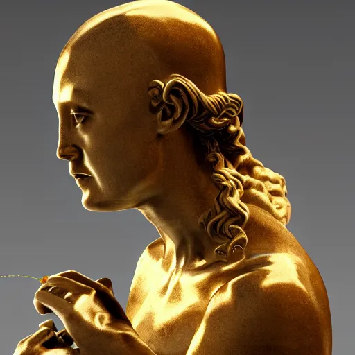 Image similar to a renaissance statue surrounded by a 3 d neon ring 3 d render, black background, ray tracing, 8 k resolution, shar focus, hyper detailed, hyper realistic