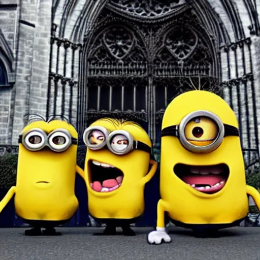 Image similar to “minions laughing after burning down the Notre dame”