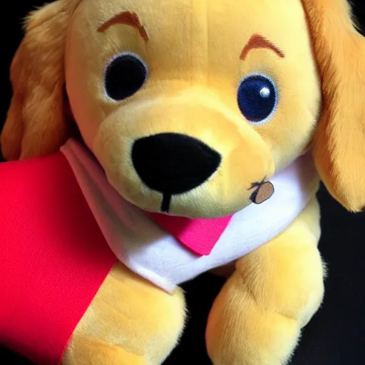 Prompt: A happy golden retriever puppyplush doll, 8k