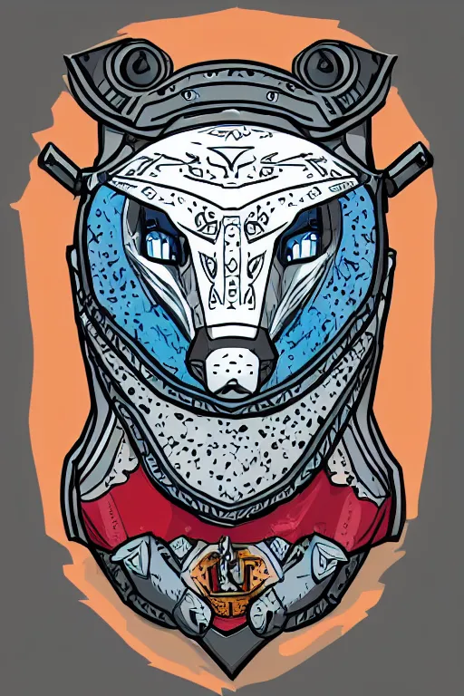 Image similar to Portrait of a polar bear in medieval armor, knight, medieval, sticker, colorful, illustration, highly detailed, simple, smooth and clean vector curves, no jagged lines, vector art, smooth