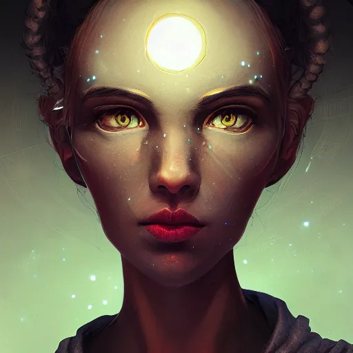 Image similar to detailed portrait of an interdimensional traveler. extremely detailed. beautiful lighting. trending on artstation.