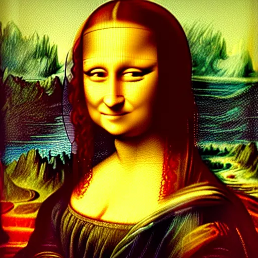 Prompt: The Mona Lisa painted by Bob Ross