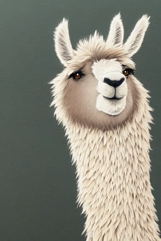 Image similar to Highly detailed wild fluffy llama portrait, studio Ghibli, Makoto Shinkai,