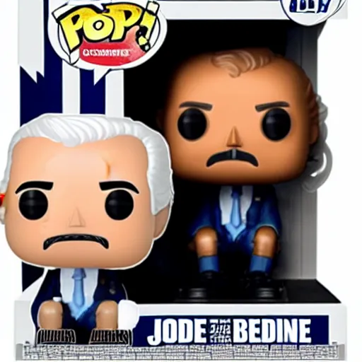 Prompt: joe biden sitting in his wheel chair, funko pop, old, funny