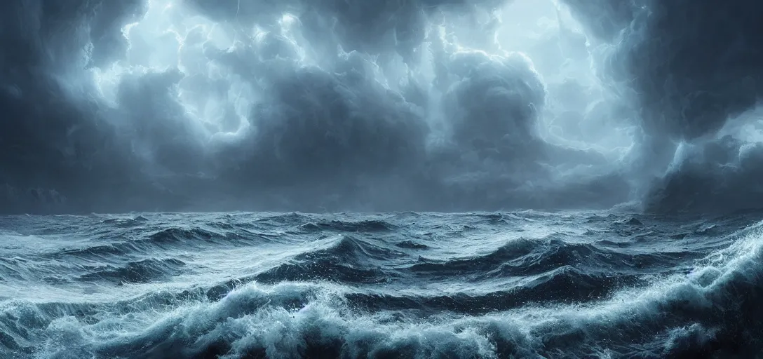 wild ocean storm during the day, a giant kraken | Stable Diffusion