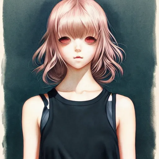 Image similar to richly detailed color  illustration of a dainty pretty young woman wearing a tank top, 'Southern Death Cult' is the theme, very soft shadowing, smooth textures, large scale image. art by Range Murata.