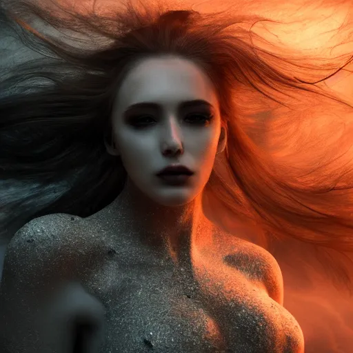 Image similar to stunning otherworldly goddess of beauty rising from the void, dark and mysterious, stopped in time, atmospheric, ominous, eerie, cinematic, Epic, 8k, 4k, ultra detail, ultra realistic, rendered by awesomeness