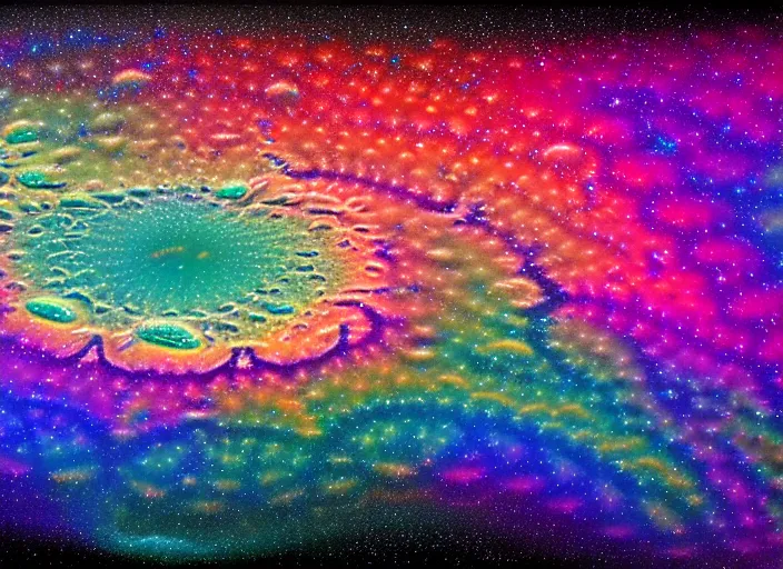 Prompt: fractal rainbow rivers, galactic nebula, highly detailed surrealist art