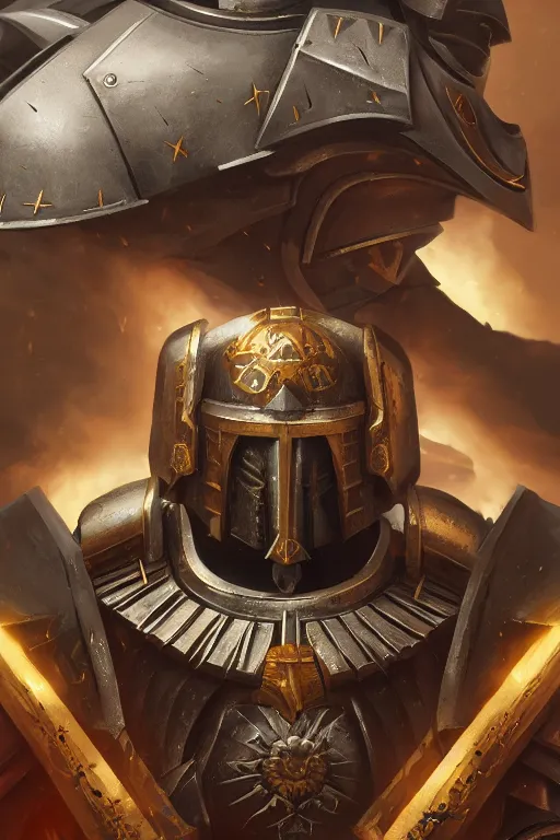 Image similar to armor portrait heros warhammer 4 0 k horus heresy fanart - the primarchs emperor by johannes helgeson animated with vfx concept artist & illustrator global illumination ray tracing hdr fanart arstation zbrush central hardmesh 8 k octane renderer comics stylized