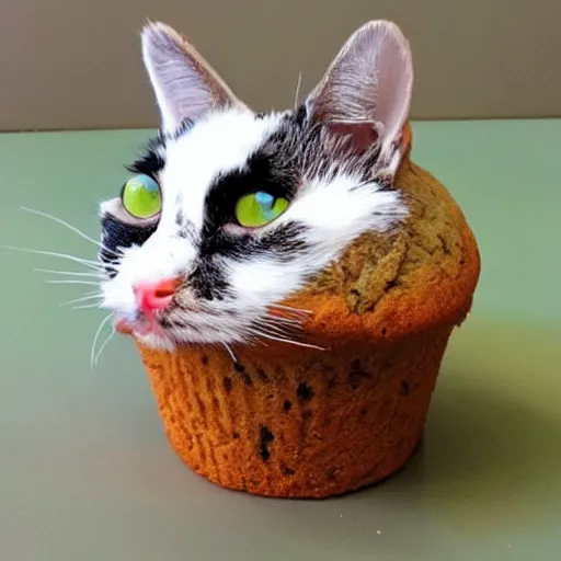 Image similar to a hybrid cat - muffin